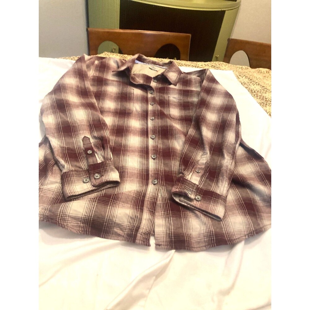 Ridgecut Toughwear Women's Size XL Flex Flannel Work Shirt – Red Wine Plaid